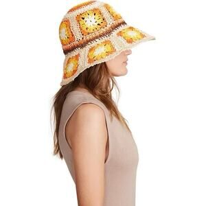 Steve Madden Bring Your Own Sunshine Crochet Bucket Hat, One Size Multicolor